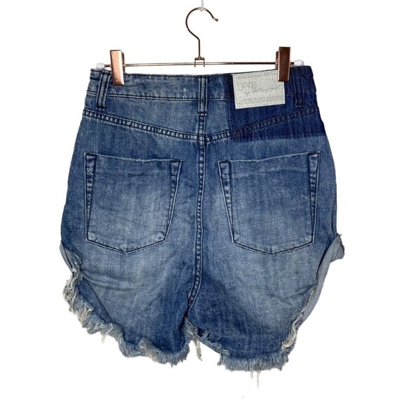 One Teaspoon Bandits High Waist Short Blue Society Cut-off Jean Shorts Size 24 - Picture 6 of 10